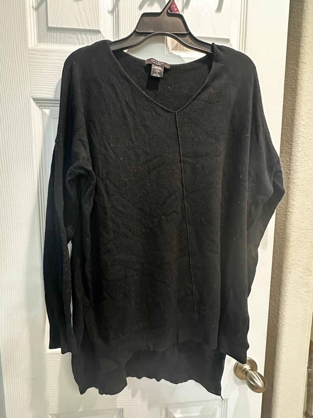 Casual V-Neck Black Knit Sweater